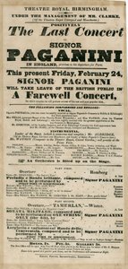 Niccolo Paganini - playbill alkotó: Unbekannt