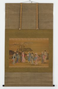Kilenc ember cseresznyevirágzást nézni, Edo-korszak, 1615-1868. alkotó: Unbekannt