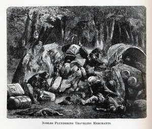 Utazó kereskedőket kifosztó nemesek, 1882 alkotó: Unbekannt