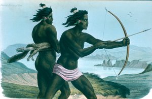 Íjakkal és nyilakkal vadászó észak-amerikai San Francisco indiánok, 1840 alkotó: Unbekannt