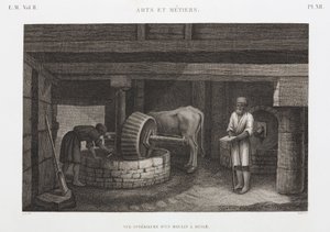Olajok, zsírok és viaszok Olajmalom, Egyiptom, 1798 alkotó: Unbekannt