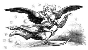 Régi atya a kaszájával, viszi az újévet, 1870 alkotó: Unbekannt