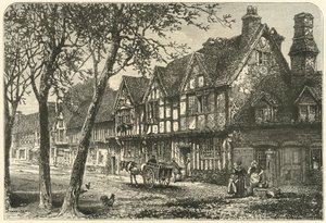 Régi házak a Warwick-kastély alatt, 1898. alkotó: Unbekannt