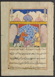 Oldal a Papagáj meséiből Tuti-nama: Tizenhetedik éjszaka: A fiatalember..., c. 1560. alkotó: Unbekannt