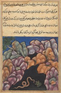 Oldal a Papagáj meséiből Tuti-nama: Huszonhatodik éjszaka: A kígyó belép..., c. 1560. alkotó: Unbekannt
