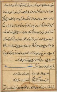 Oldal a Papagáj meséiből Tuti-nama: szövegoldal, c. 1560. alkotó: Unbekannt
