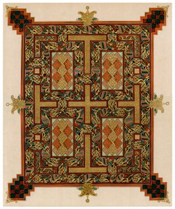 Oldal a Lindisfarne-evangéliumokból, i.sz. 710-721 alkotó: Unbekannt