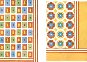 Festett mennyezeti minták Nebamon sírjában, Thébában, Egyiptomban, 1928. alkotó: Unbekannt