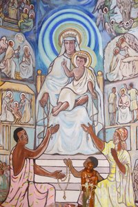 Festmény a lome-i katedrálisban: Szűz és gyermek, Lome, Togo alkotó: Unbekannt