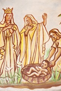 Festmény a Togói Boldogasszony templomban: Mózes megmentve, Togoville, Togo alkotó: Unbekannt