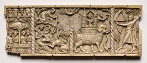 Panel egy koporsóból udvari románcok jeleneteivel, 1330-1350 vagy később. alkotó: Unbekannt