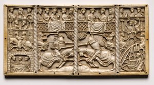 Panel egy koporsóból udvari románcok jeleneteivel, c. 1330-1350 vagy később. alkotó: Unbekannt