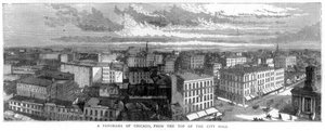 Chicagói panoráma a városháza tetejéről, USA, 1871 alkotó: Unbekannt
