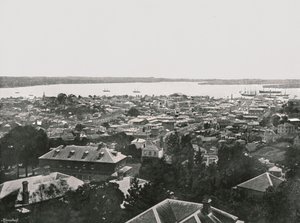 Panorámás kilátás a dombokról, Auckland, Új-Zéland, 1895. alkotó: Unbekannt