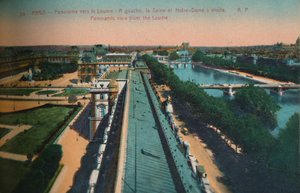 Panorámás kilátás a Louvre felé, Párizs, 1920 alkotó: Unbekannt