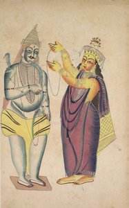 Parivati esküvői füzér elhelyezése Shiván, 1800-as évek. alkotó: Unbekannt