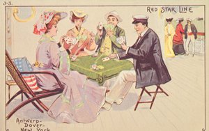 Az utasok kártyáznak egy Red Star hajó fedélzetén, 1907. alkotó: Unbekannt