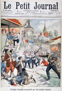 A francia védelem alatt álló embereket sziámi katonák mészárolták le, Sziám, 1903 alkotó: Unbekannt