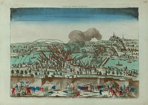 Lyon város ostromának és bombázásának távlati képe 1793 októberében, kb. 1793. alkotó: Unbekannt