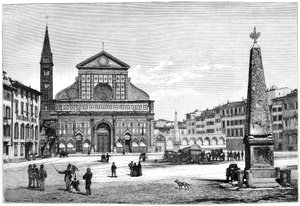 Piazza és Santa Maria Novella templom, Firenze, Olaszország, 1882 alkotó: Unbekannt
