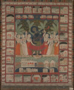 Pichvai falvédő Shri Nathaji imádatával, 1825-1850. alkotó: Unbekannt