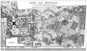 A Monceau Park terve, Párizs, 1778, 1885 alkotó: Unbekannt