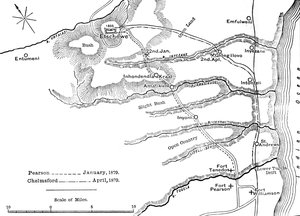 Pearson 1879. januári és Chelmsford 1879. áprilisi felvonulásának terve Etschowe-ba, 1880. alkotó: Unbekannt