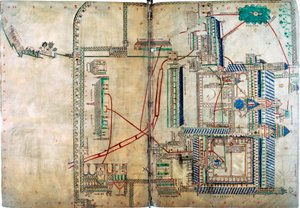 Canterbury katedrális vízellátó rendszerének terve, c1150 alkotó: Unbekannt
