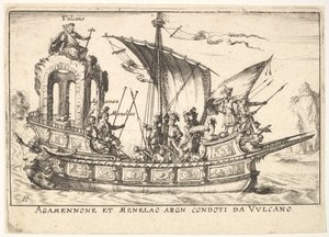 10. tábla: Agamemnon és Menelaosz egy csónakban ülve más alakokkal, köztük V..., 1664. alkotó: Unbekannt