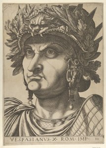 10. tábla: Vespasianus enyhén balra fordított fejjel, a 