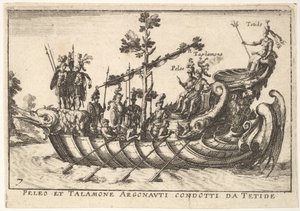 7. tábla: Peleus és Talamone az argonauták vezetésével a Tetidesből, A pompás díszszemléből a..., 1664-ben. alkotó: Unbekannt