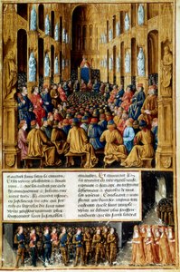II. Urbán pápa elnököl a Clermont-i Zsinatban, Franciaország, 1095 c1490 alkotó: Unbekannt