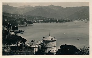 Portofino – Castello Brown és a Tigullio-öböl panorámája, 1900. alkotó: Unbekannt