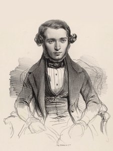 Jacob Rosenhain zongoraművész és zeneszerző portréja 1813-1894, 1845. alkotó: Unbekannt