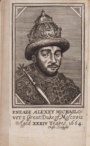 Alekszisz I. Mihajlovics orosz cár portréja 1629-1676 Forrás: Oroszország jelenlegi állama, Samuel Collins, 1664 alkotó: Unbekannt