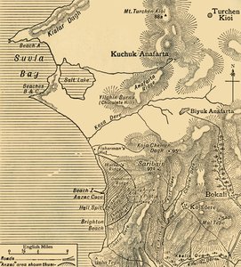 Az ANZAC-erők állásai a törökországi Gallipoli-félszigeten, első világháború, 1915. július, 1920 c. alkotó: Unbekannt