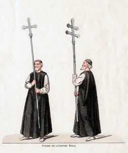 Pap ezüst kereszttel, jelmezterv Shakespeare drámájához, VIII. Henrik, XIX. alkotó: Unbekannt
