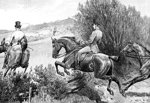 Albert herceg vadászik a Belvoir kastély közelében, Leicestershire, 1840-es évek, 1900 alkotó: Unbekannt