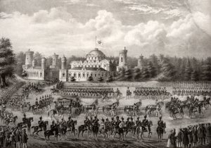 I. Miklós cár 1825-ben, 1826-ban történt koronázása során a Petrovszkij-palotából felvonulás a Nagyboldogasszony-székesegyházba alkotó: Unbekannt