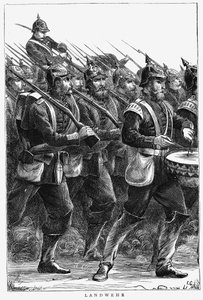 Porosz katonák menet közben, francia-porosz háború, 1870. szeptember alkotó: Unbekannt