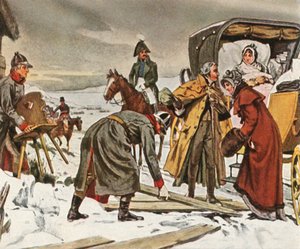 Louise királynő a memeli repülésen, 1807. január 5-én, 1936. alkotó: Unbekannt