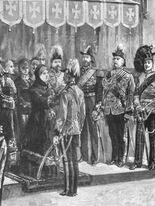 Viktória királynő tiszteket díszített... Windsorban, 1879. december 8-án, 1901. alkotó: Unbekannt