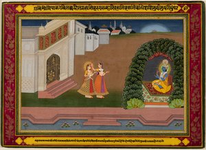 Radhas Confidante Brings Her Krishna, c. 1790-1800. alkotó: Unbekannt