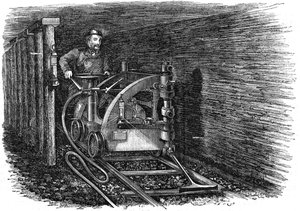 Sínre szerelt szénvágó gép, 1864 alkotó: Unbekannt