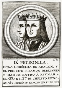 IV. Raimond Berenger Barcelona és Petronilla Aragóniai királynő, metszet. alkotó: Unbekannt