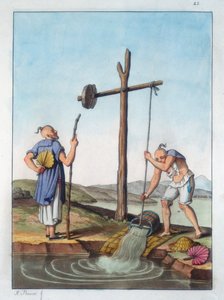 Vízemelés shaduf segítségével, Kína, 1825-1835 alkotó: Unbekannt