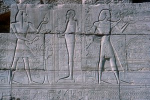 Dombormű II. Ramszesz Ptah előtt, a Ramszeum, II. Ramszesz temploma, Luxor, Egyiptom, ie 1250 körül alkotó: Unbekannt
