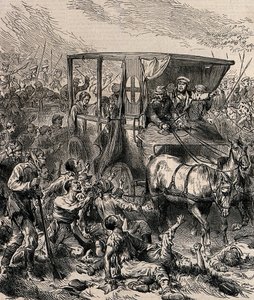 A sebesült orosz katonák kimentése a csatatérről, 1878 körül alkotó: Unbekannt