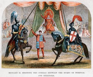 II. Richard leállítja a harcot Norfolk és Hereford hercegei között, 1398 alkotó: Unbekannt