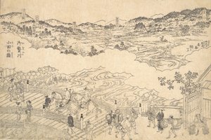 Omue folyó és Oda hídja, 1700. alkotó: Unbekannt